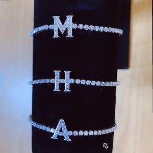 Diamanté Fine Initial Bracelet "A"